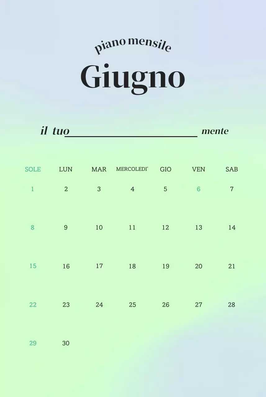 Scrittura del calendario minimalista a gradi
