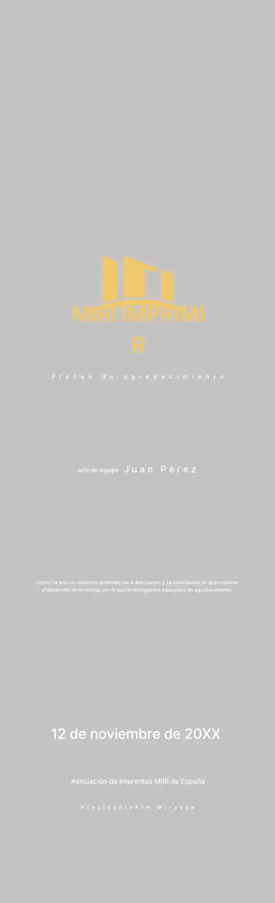 Placa de agradecimiento Gold Neat