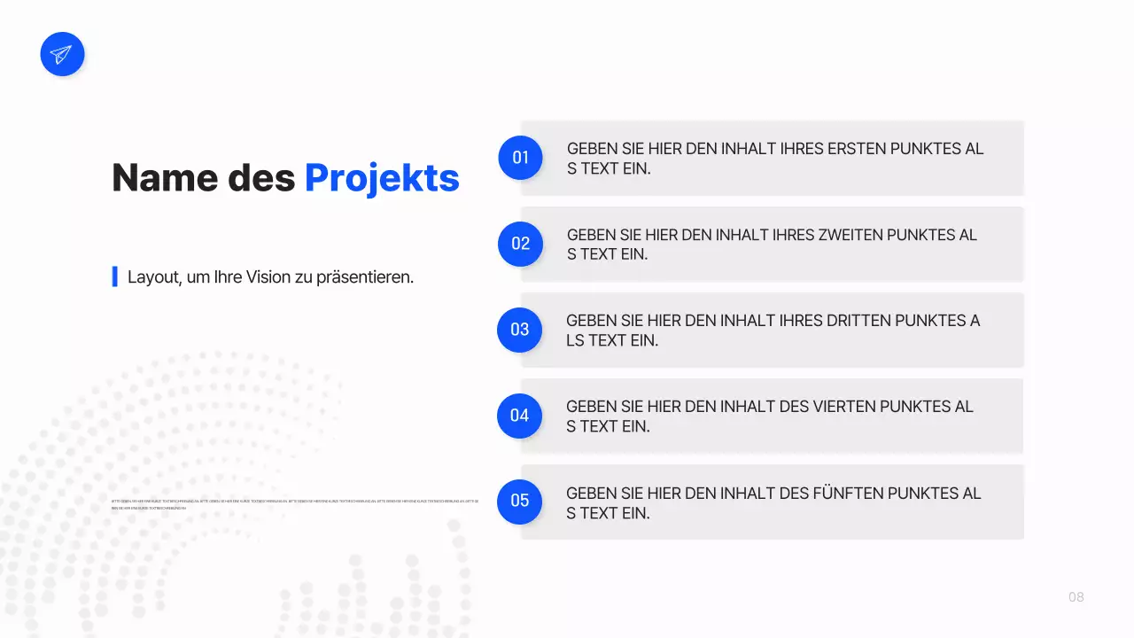 Ein einfacher Geschäftsplan in Weiß und Blau