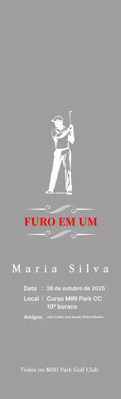 Placa de golfe clássica com uma ilustração de um golfista a jogar golfe
