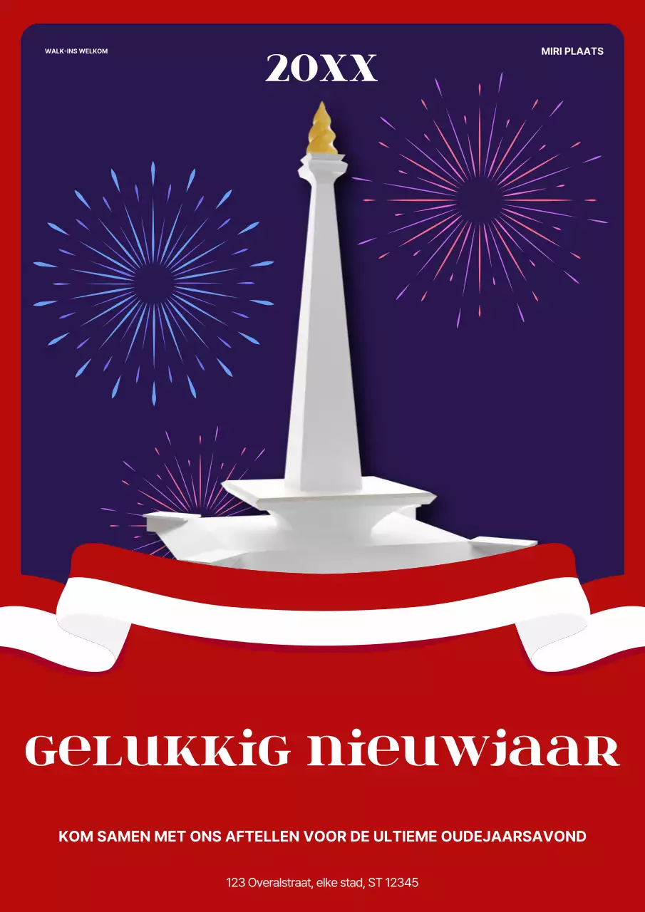 uitnodiging rood modern nieuwjaar