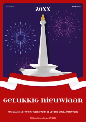 uitnodiging rood modern nieuwjaar