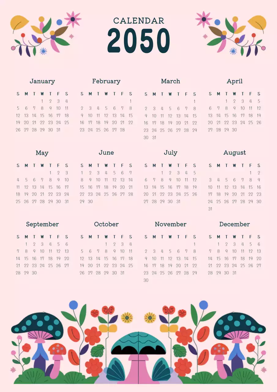 カラフル かわいい カレンダー 予定表 ポスター