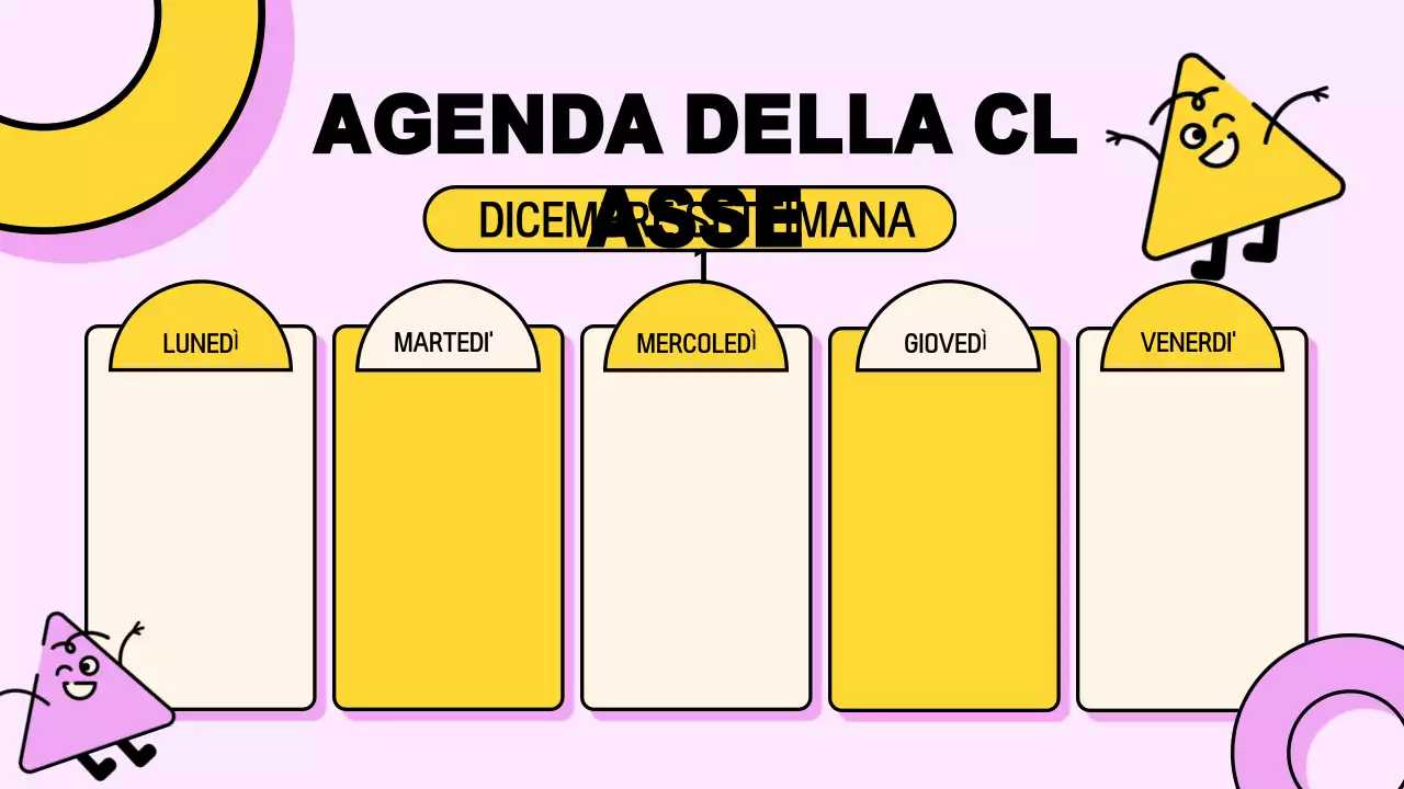 Rosa, giallo, giocoso Presentazione dell'agenda di classe