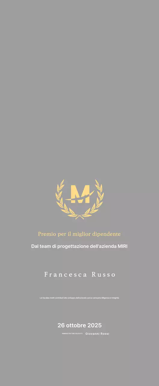 Targa d'iscrizione ordinata con allori