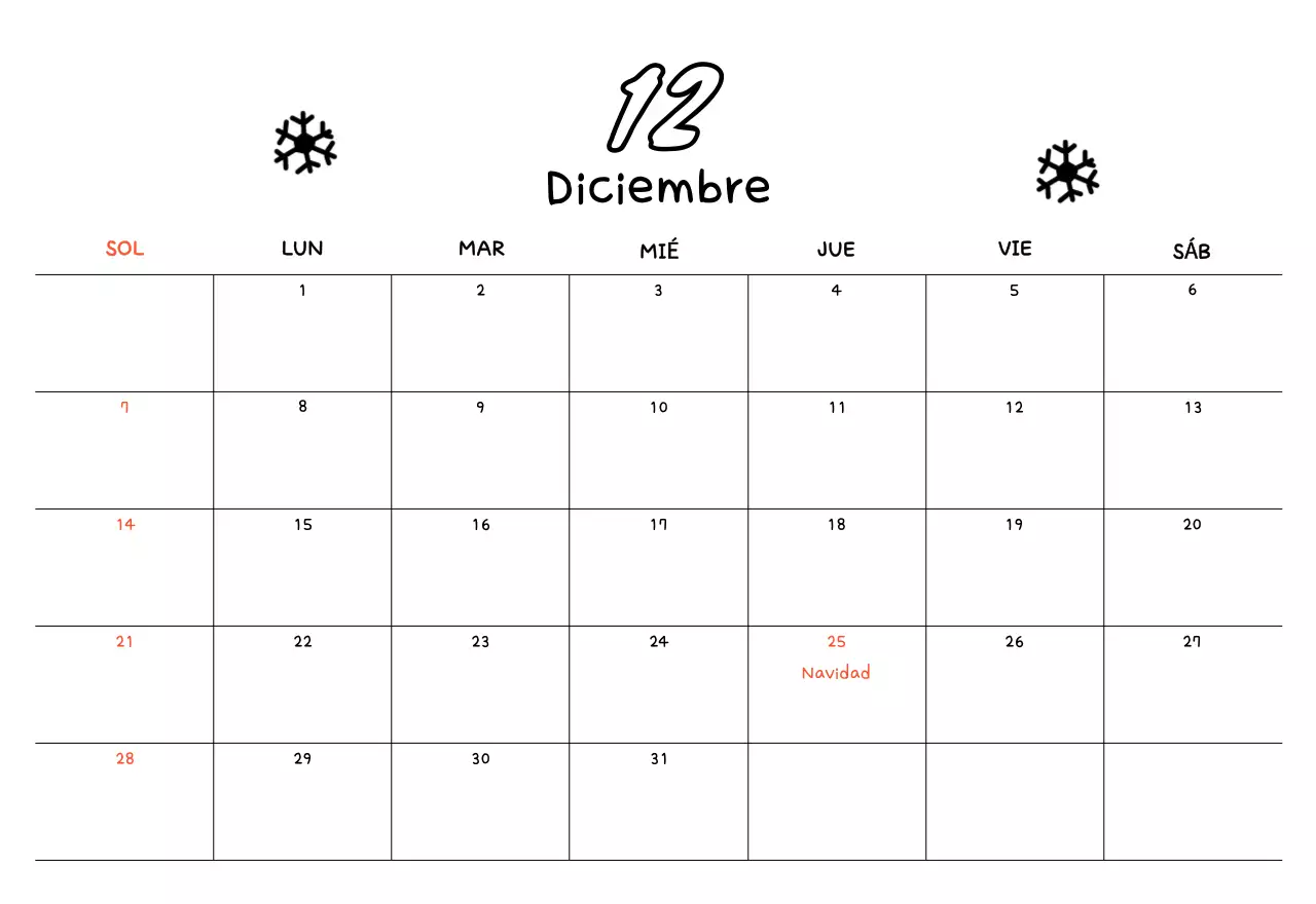 Calendario amarillo de Año Nuevo