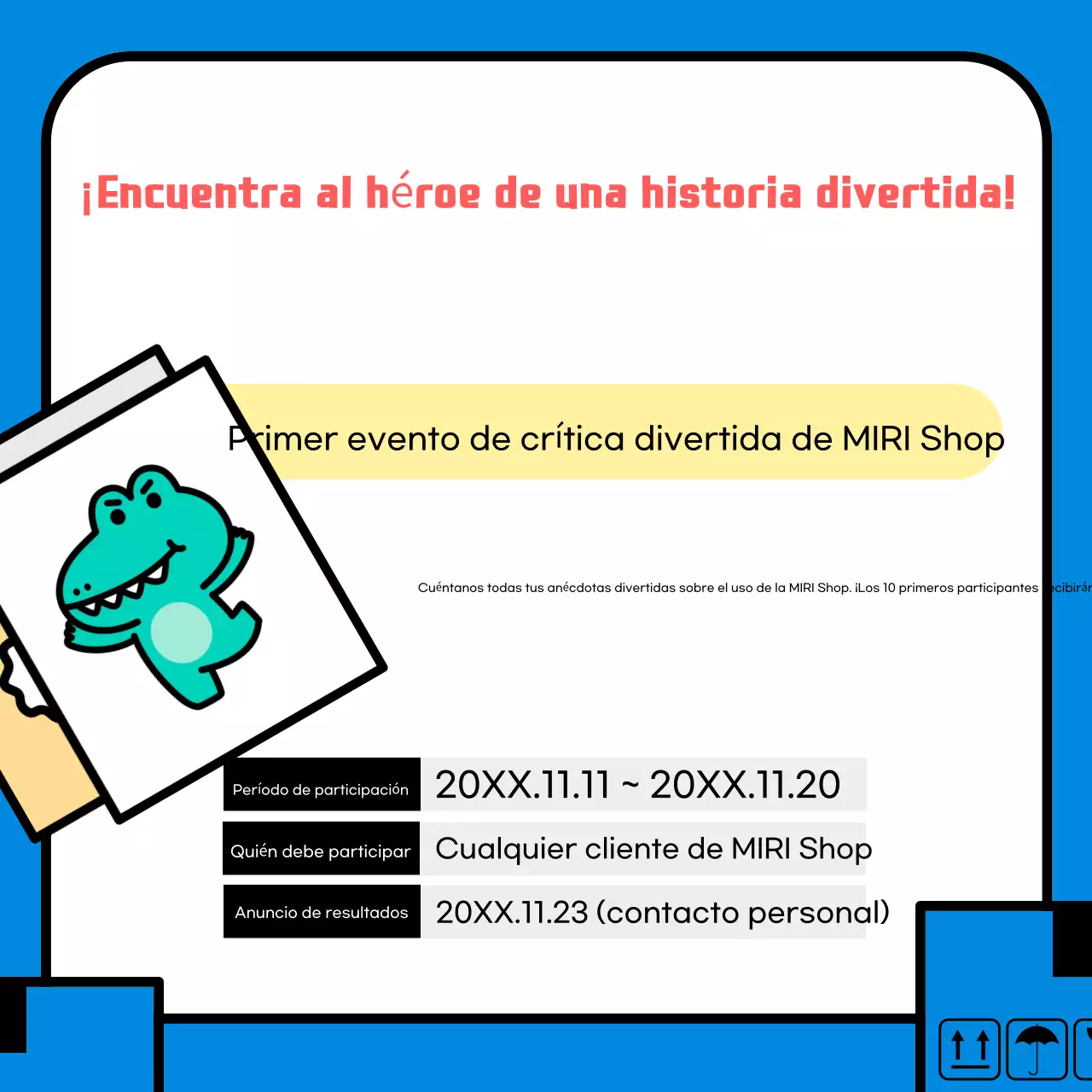 Anuncios de eventos Blue Gag