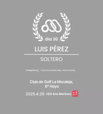 Elegante trofeo de golf con hoja de laurel y logotipo de la empresa