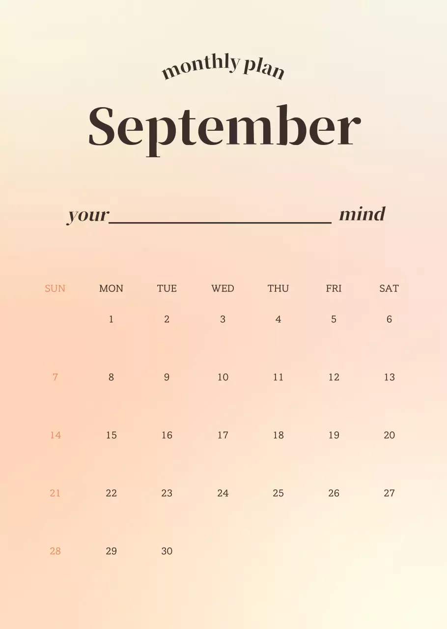 그라데이션 미니멀 캘린더 디자인