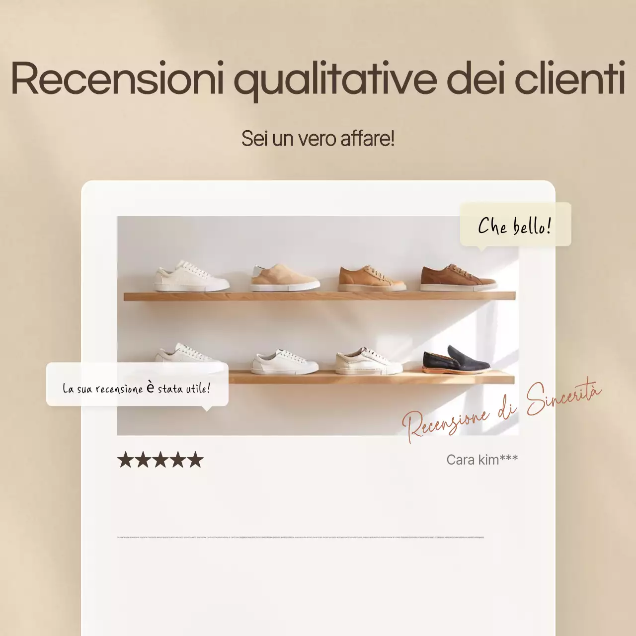 Modello di recensione minimalista con marchio in beige