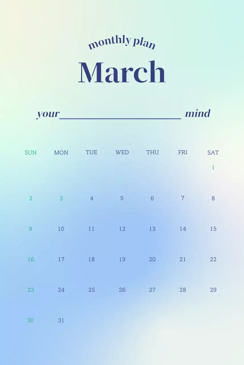 Kata-kata kalender minimalis gradien