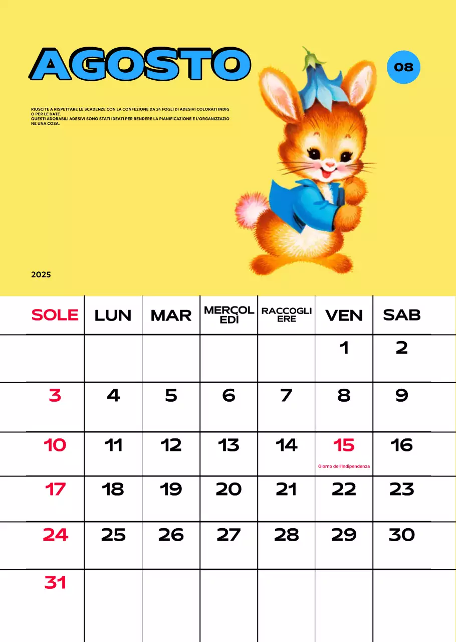 Calendari colorati con una varietà di illustrazioni retrò