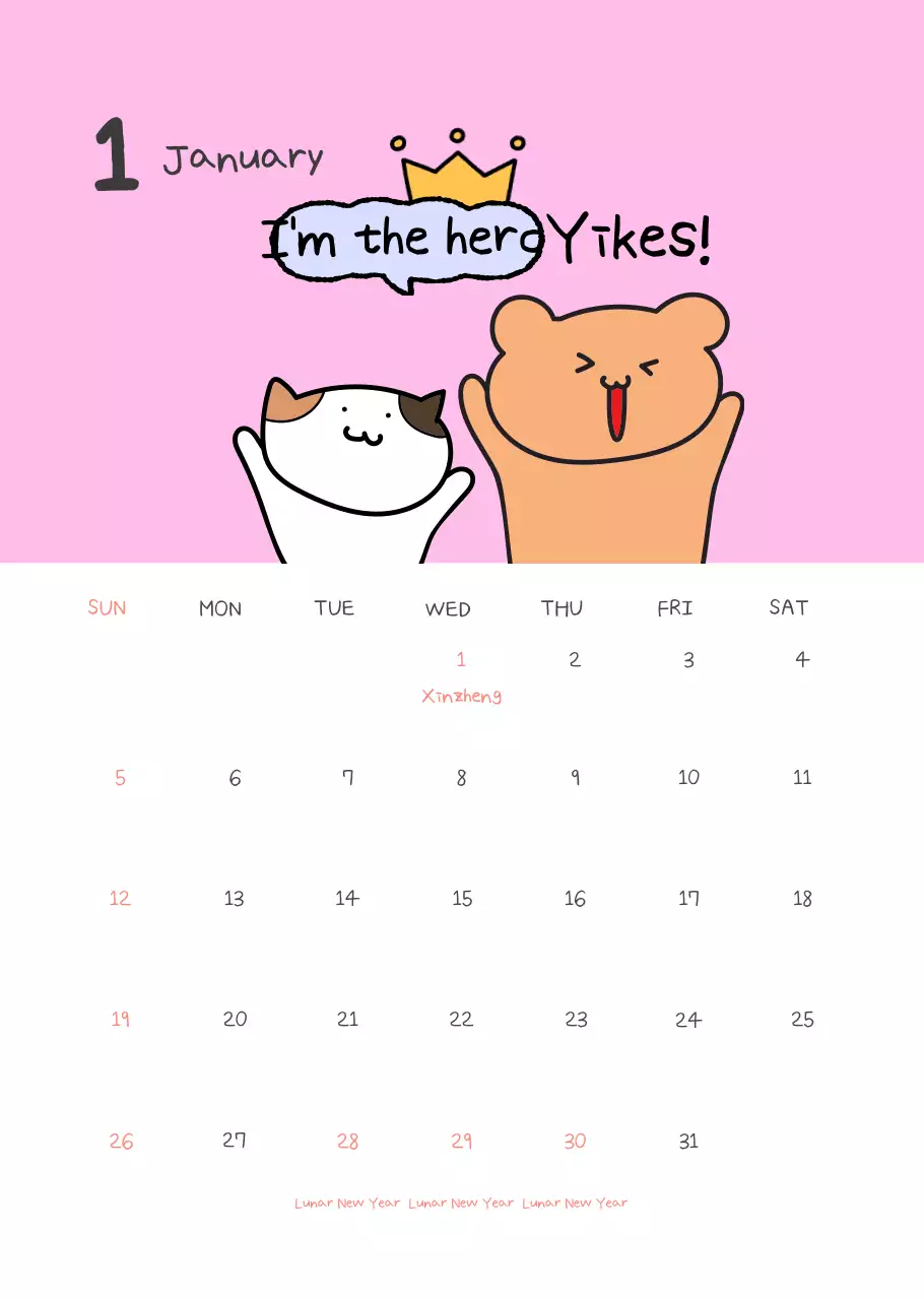 Kalender Peras Pekerja Kantor Sederhana Warna Kuning