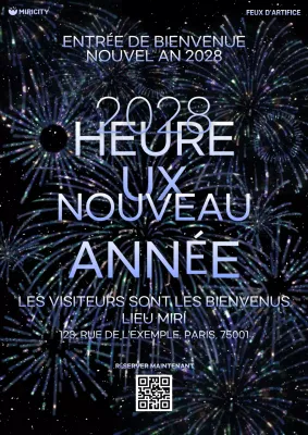invitation moderne noire pour le nouvel an