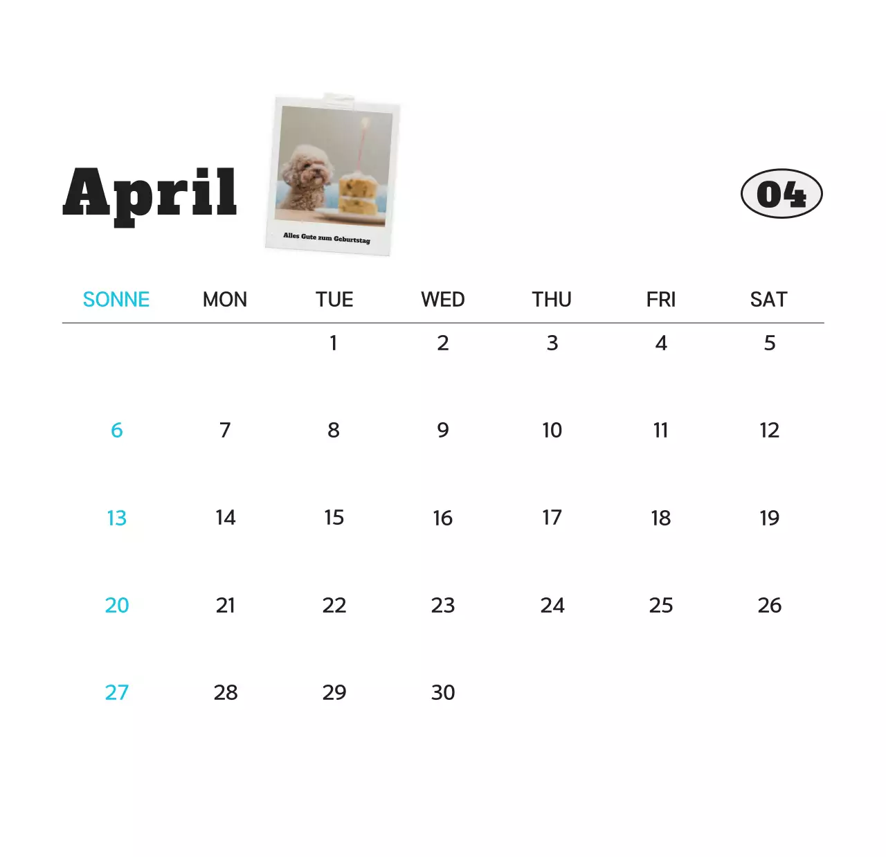 Weißer sauberer Haustier-Fotokalender