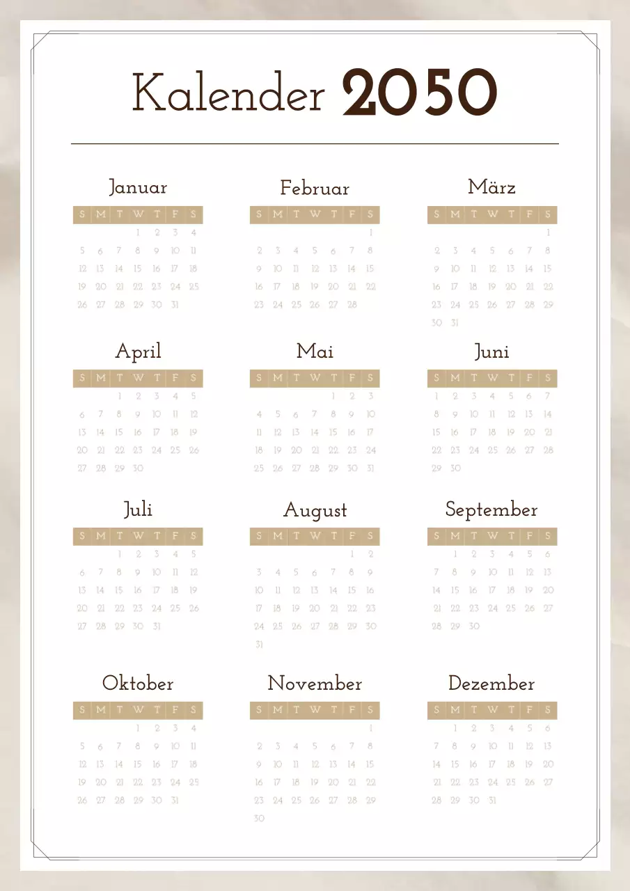Einfacher Fotokalender in Braun und Beige