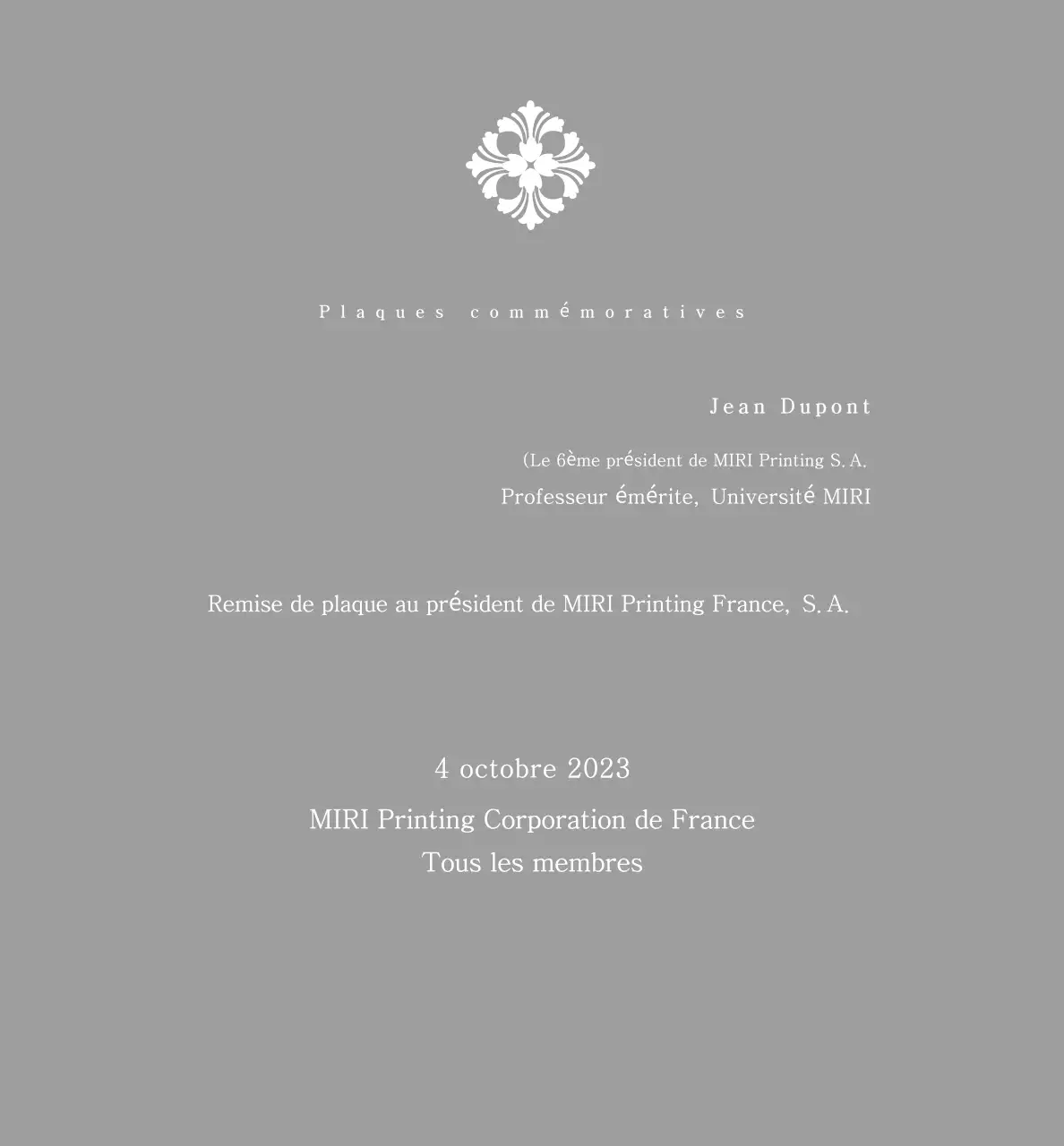 Plaque classique commandée avec motif