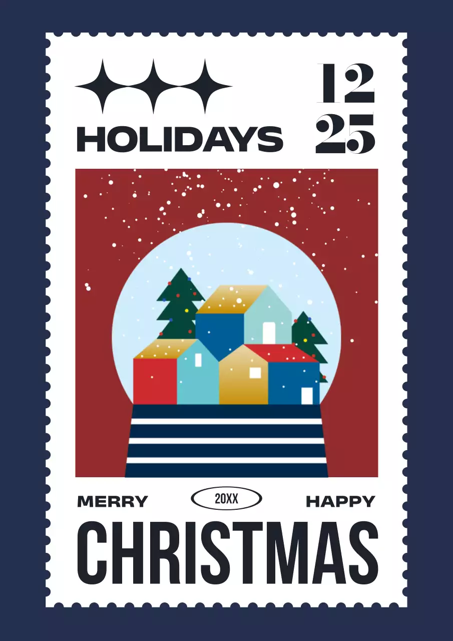 네이비 빈티지 크리스마스 엽서