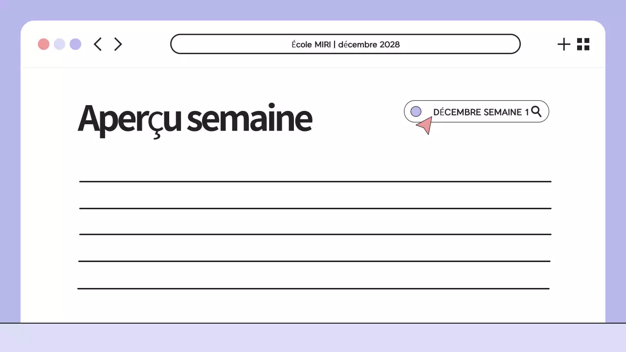 Présentation de l'agenda de la classe de l'illustration violette