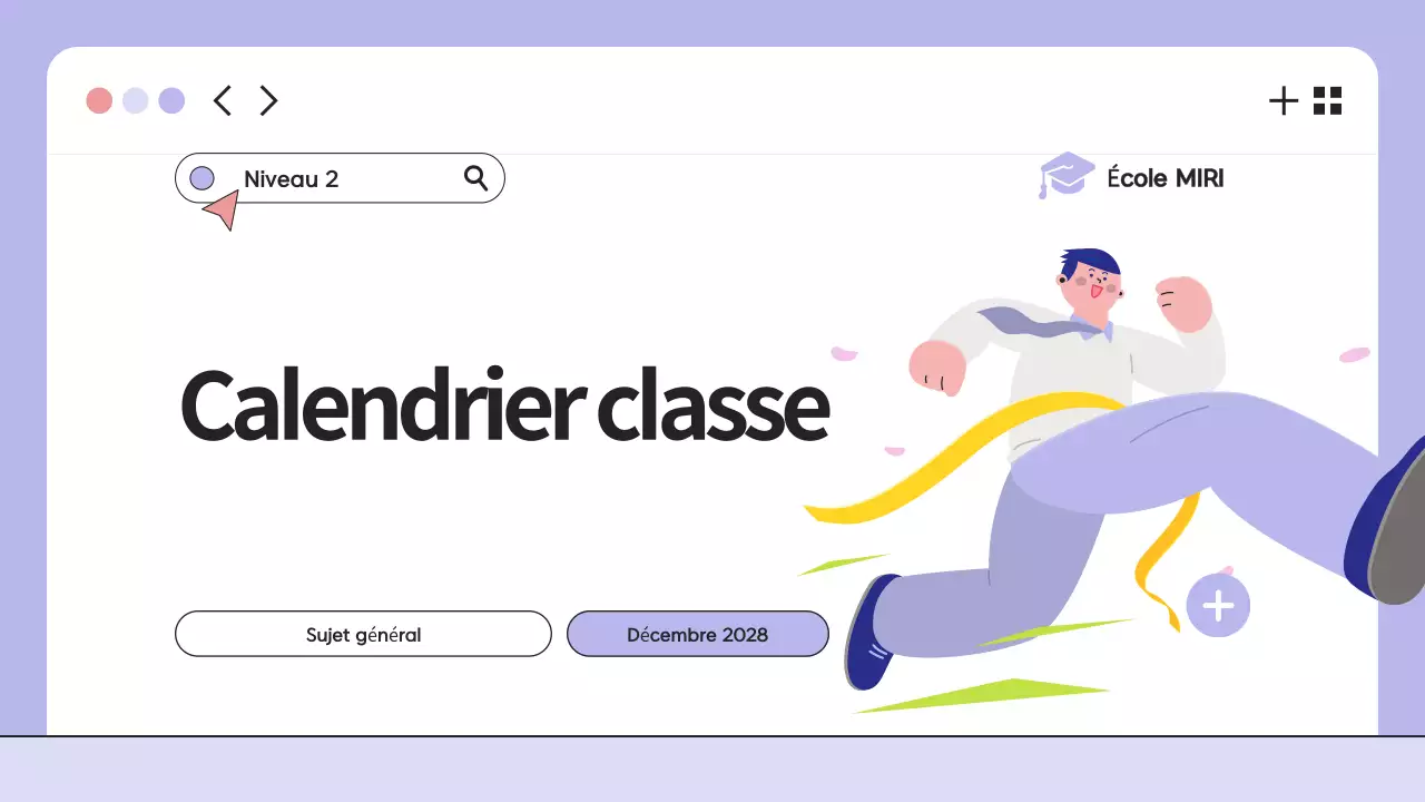 Présentation de l'agenda de la classe de l'illustration violette