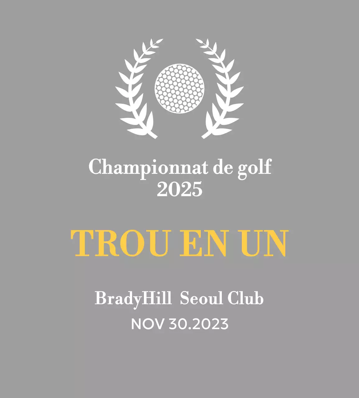 Un trophée classique de tournoi de golf représentant une couronne de laurier entourant une balle de golf.