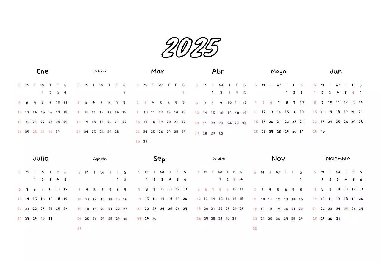 Calendario amarillo de Año Nuevo