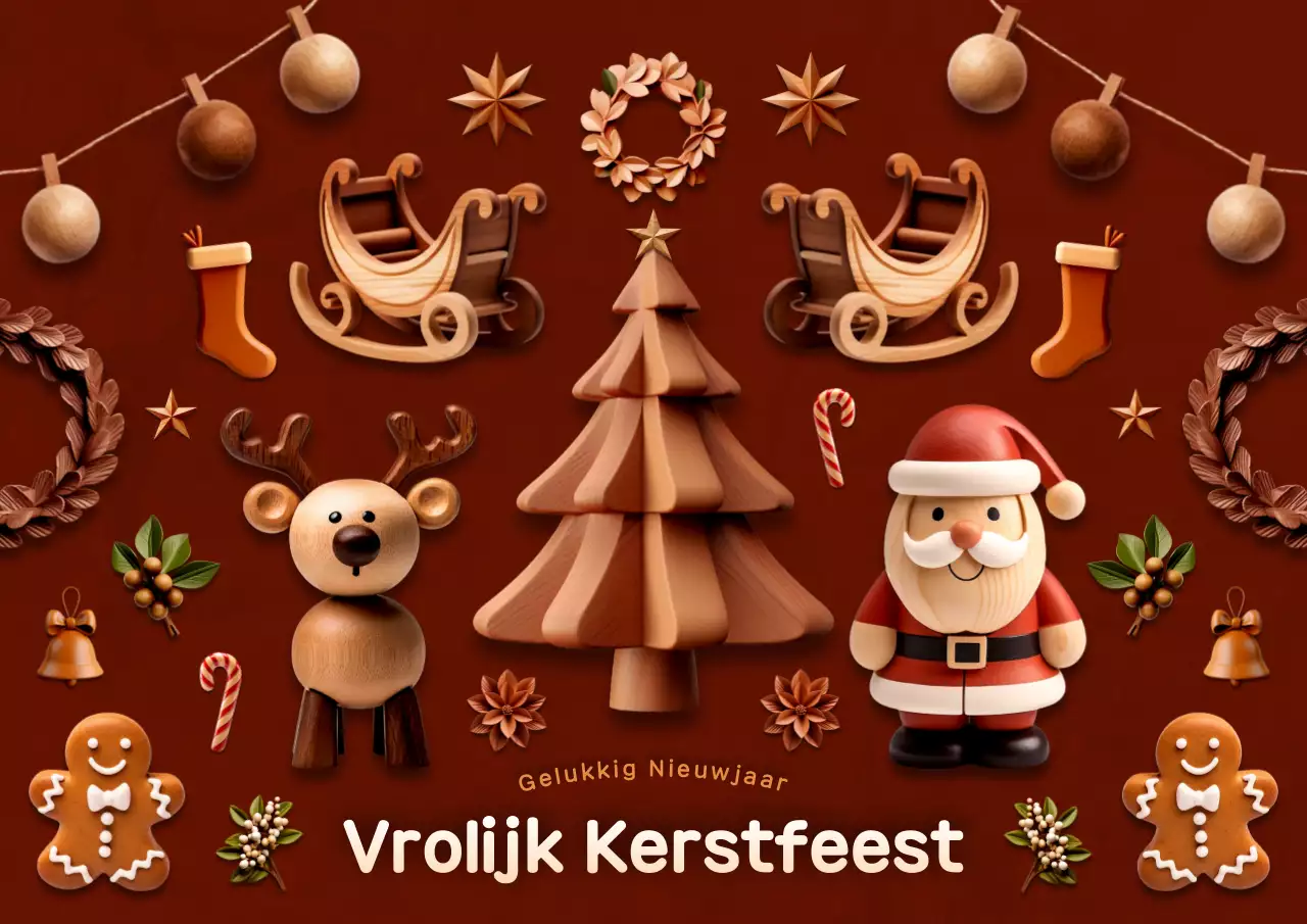 Bruine Vintage Kerstfestiviteiten