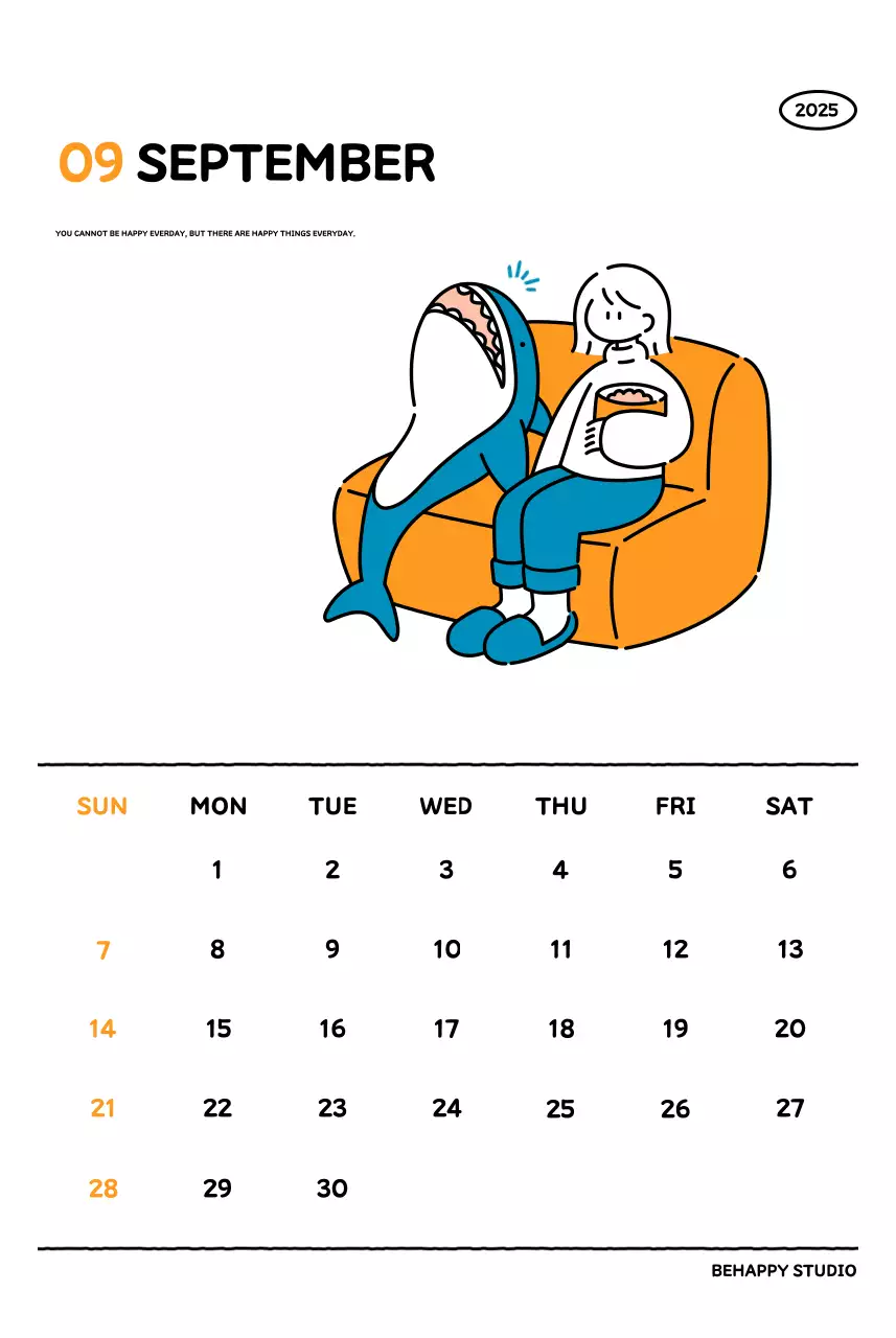 Kalender bergambar dengan gaya garis yang cantik