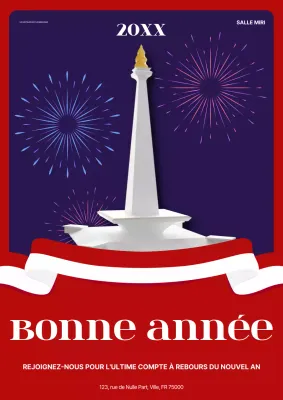 invitation moderne rouge pour le nouvel an