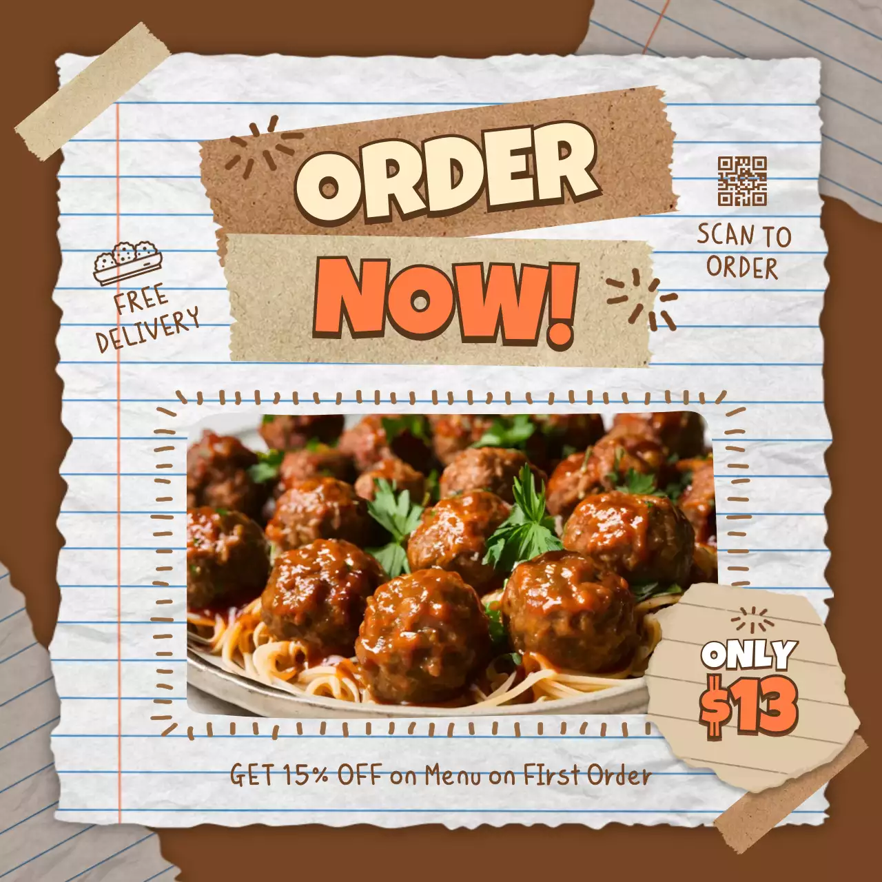 Brown Retro Food Promotion Social Media Post