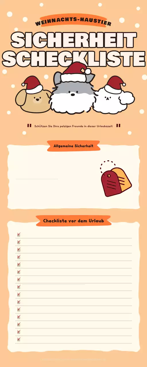 orangefarbene niedliche Haustier-Checkliste