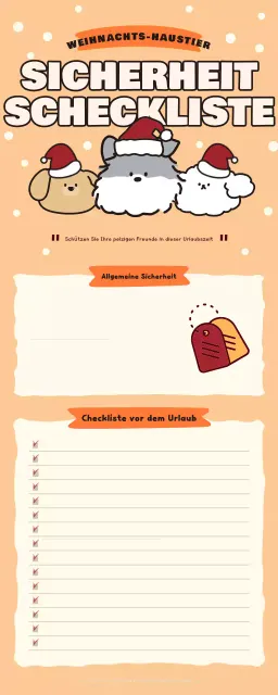 orangefarbene niedliche Haustier-Checkliste