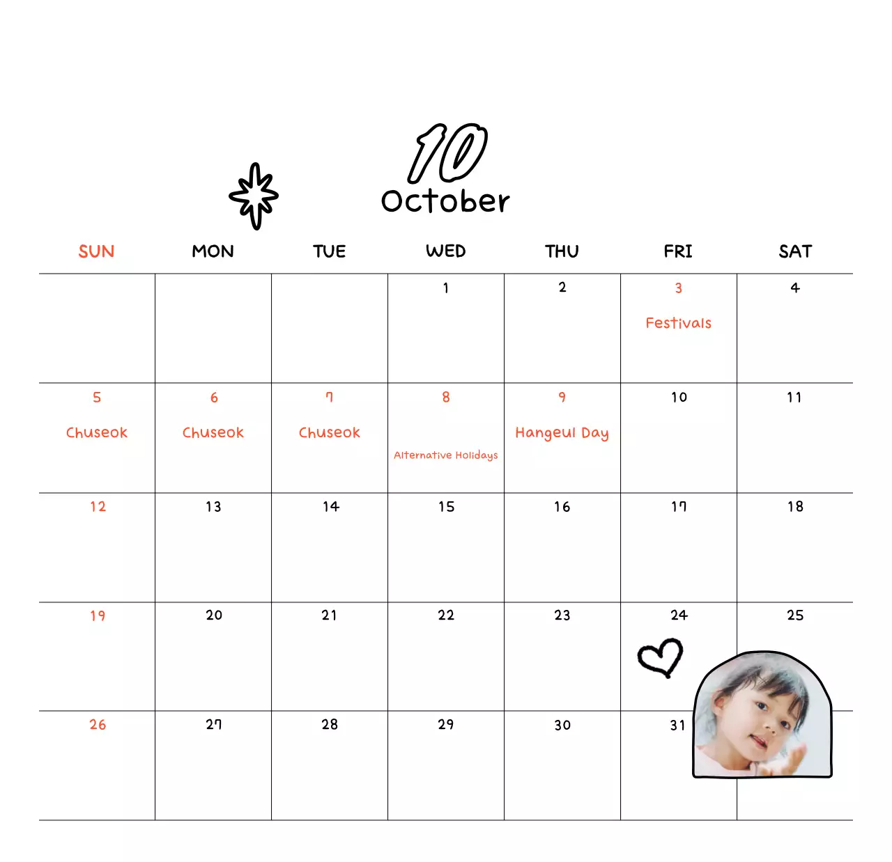 Kalender Tahun Baru berwarna putih yang nyaman