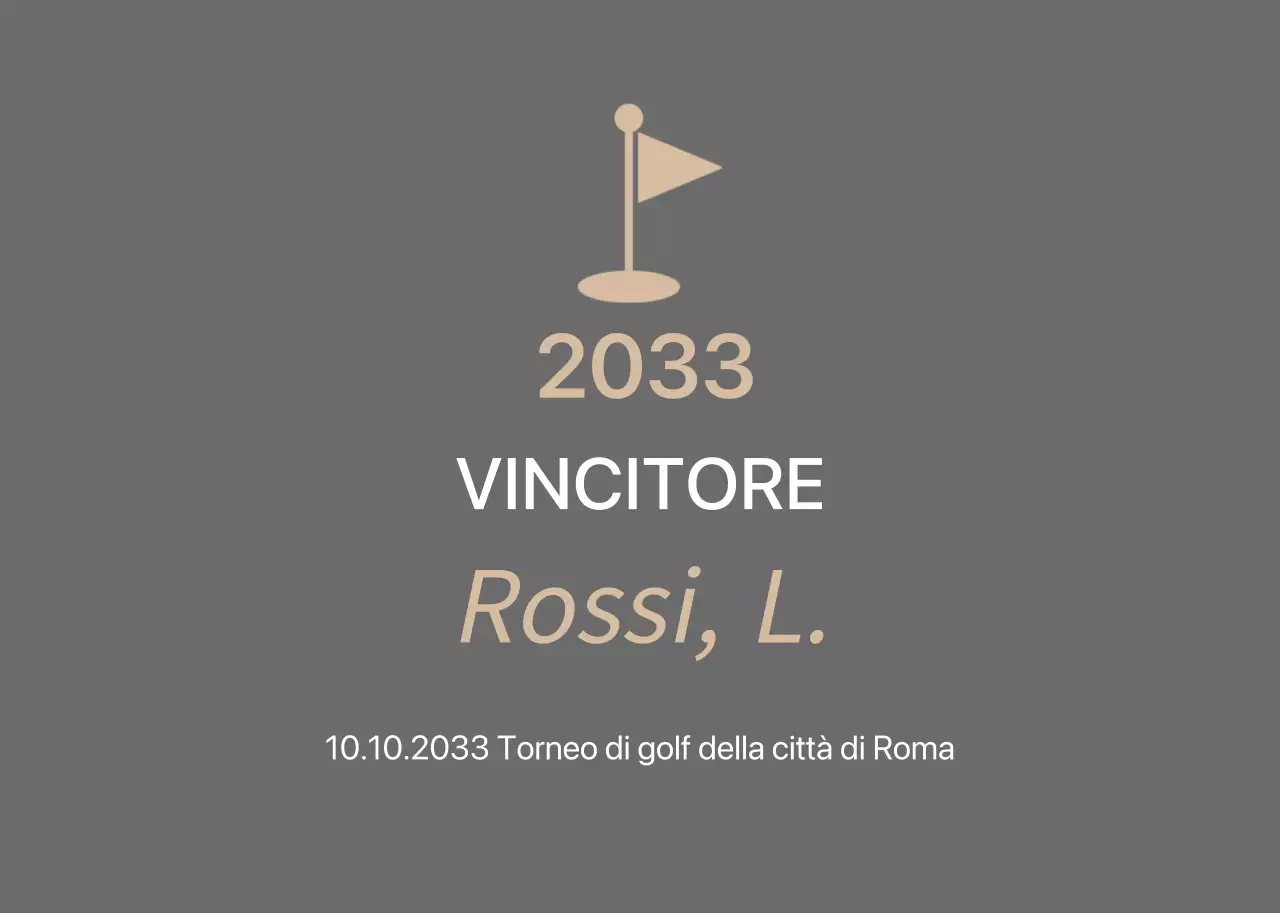 Targa per torneo di golf ordinata