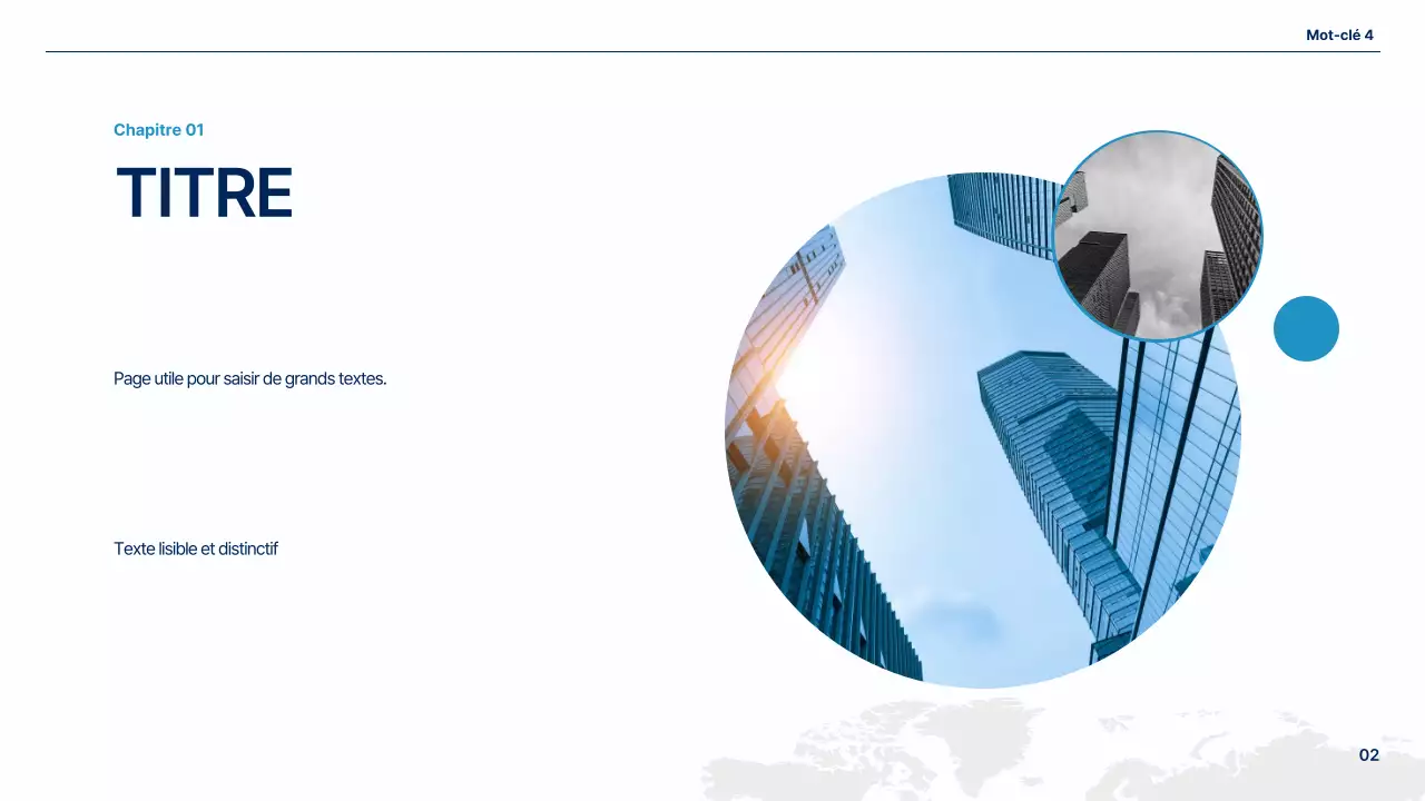 Un plan d'affaires global simple en blanc et bleu