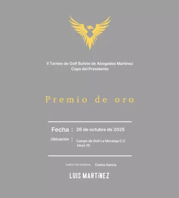 Bonita placa de torneo de golf con un águila