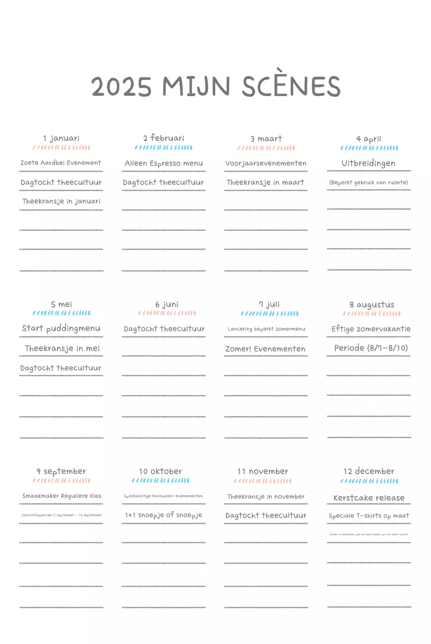 Schattige kalenders met schattige illustraties