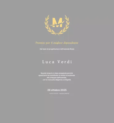 Targa d'iscrizione ordinata con allori