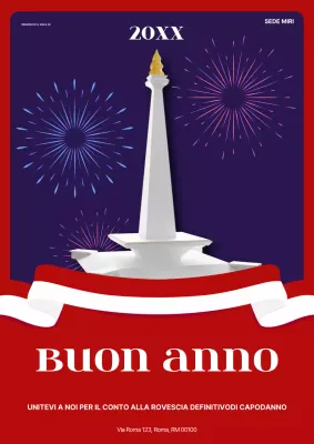 invito a capodanno moderno rosso