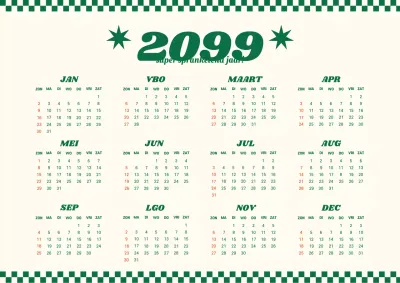 Ivoor retro kitscherige jaarkalender