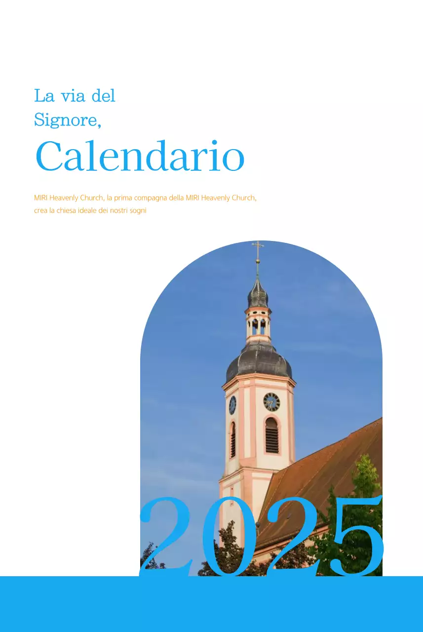 Calendario ecclesiastico blu di concezione moderna