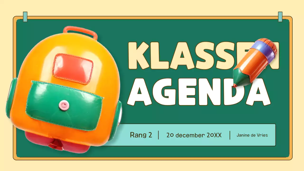 oranje en groene pop klas agenda planner