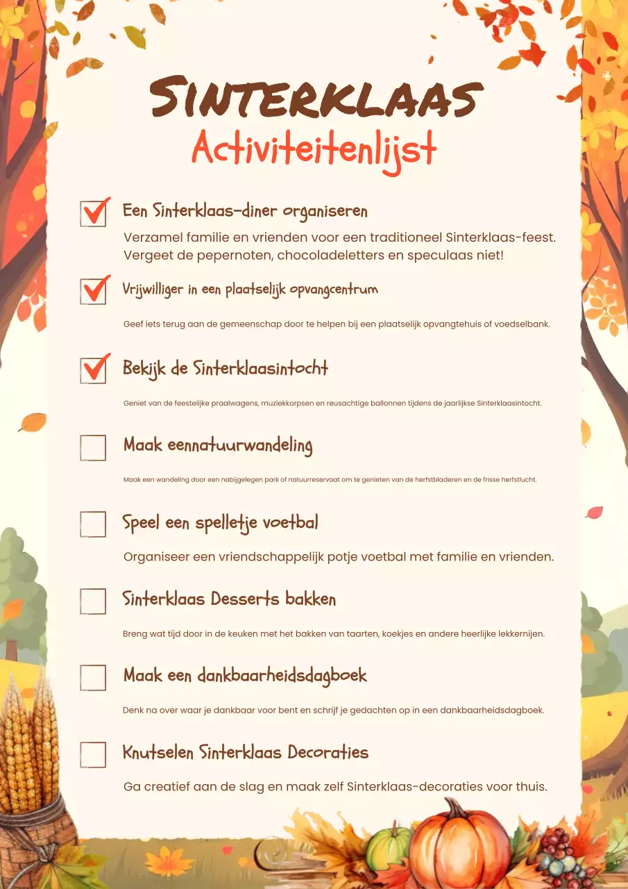 warm oranje thanksgiving activiteiten bucketlist