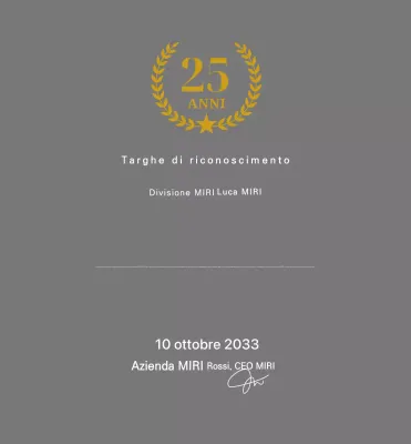 Targa di apprezzamento classica grigia