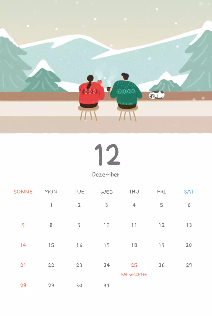 Niedliche Kalender mit knuffigen Illustrationen