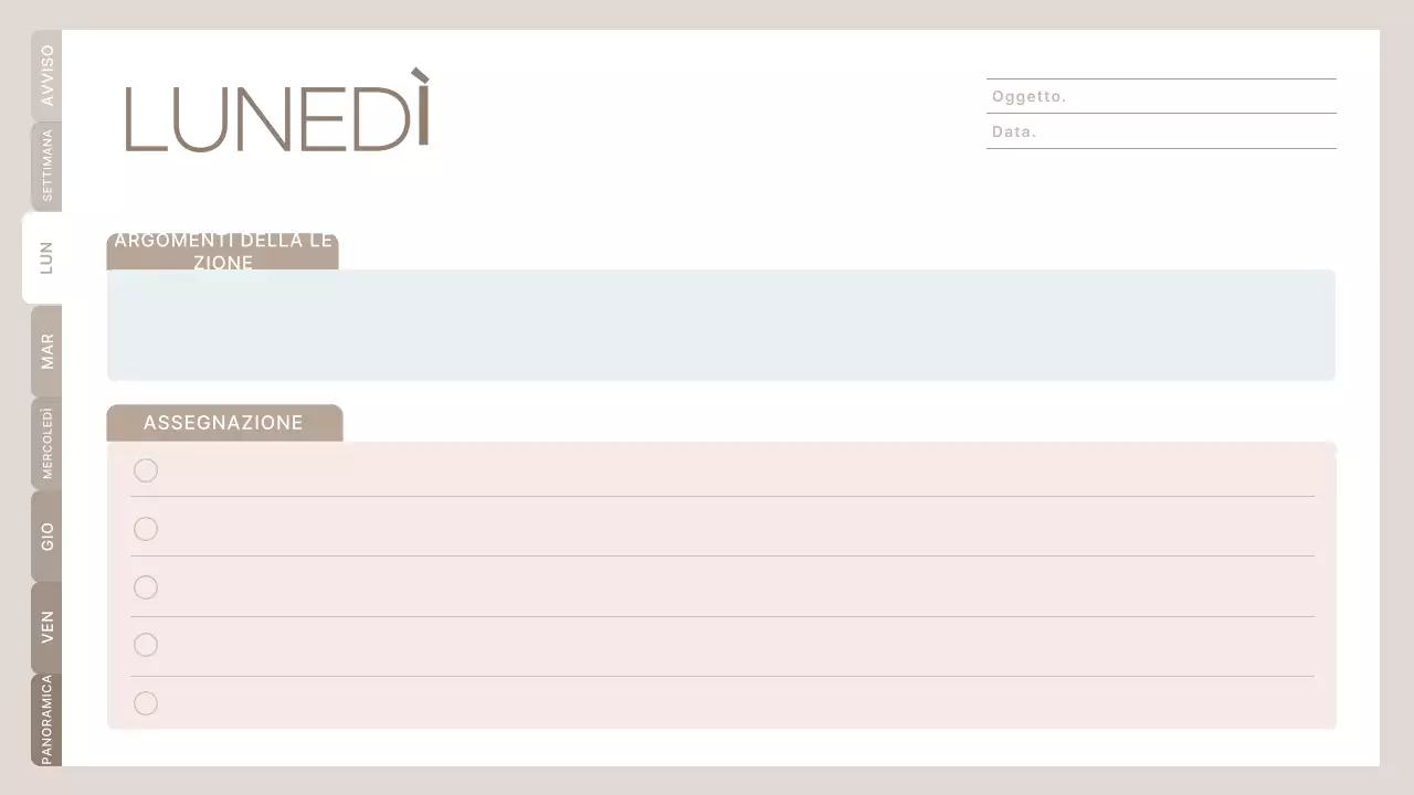 agenda di classe minimalista beige