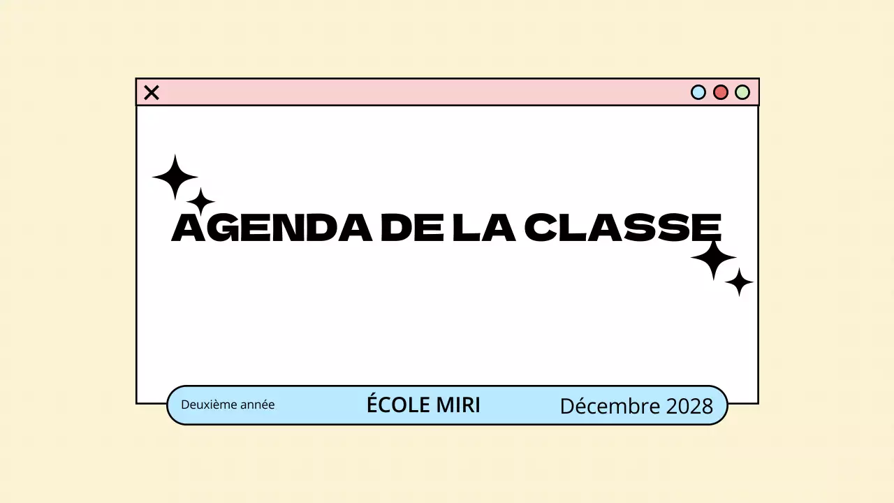 Présentation minimaliste de l'agenda de la classe aux couleurs pastel