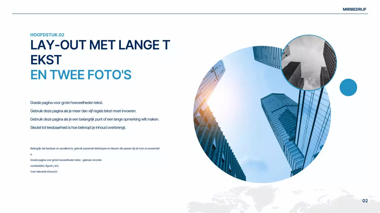 Een eenvoudig globaal bedrijfsplan in wit en blauw