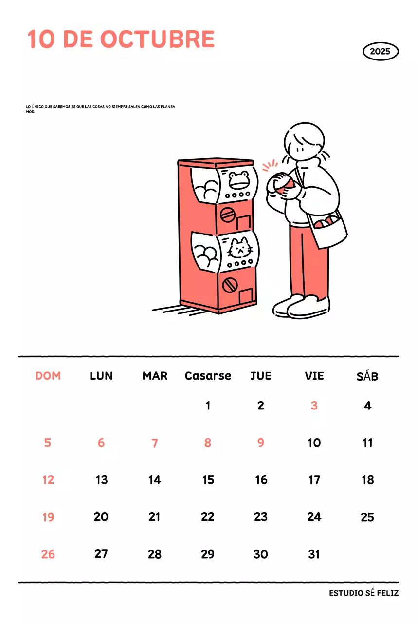 Calendario ilustrado con un bonito estilo de líneas