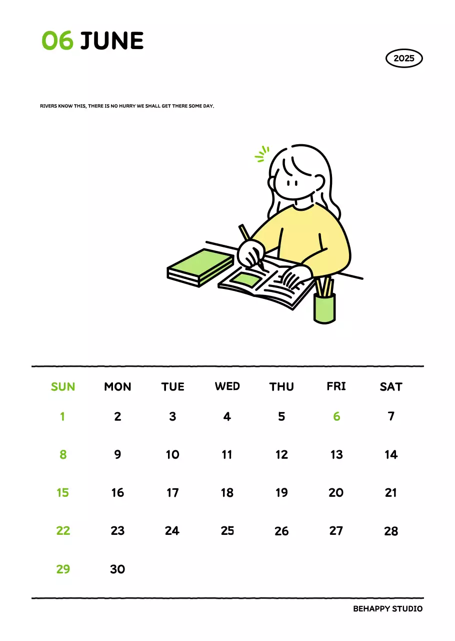 Kalender bergambar dengan gaya garis yang cantik